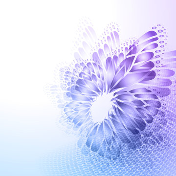 Abstract blue background with butterfly 