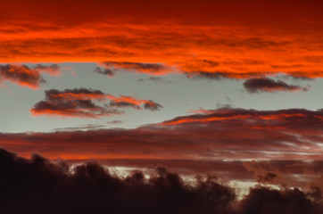 Dramatic stormy sky at sunset