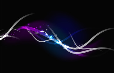 Glowing flowing waves and stars in dark space