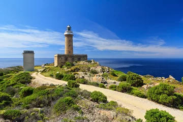 Wall murals Lighthouse lighthouse in Capo Sandalo - San Pietro Isle, Sardinia, Italy 