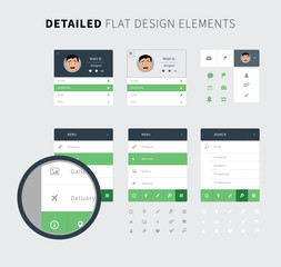 Flat design set ui kit for web