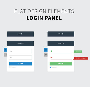 Flat ui kit login panel design