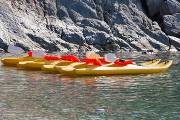 the colors of the canoes