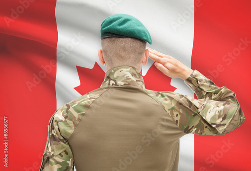 National military forces with flag on background conceptual series - Canada