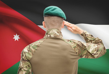 National military forces with flag on background conceptual series - Jordan