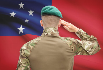 National military forces with flag on background conceptual series - Samoa