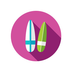 Surfboard flat icon with long shadow