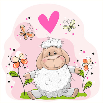 Sheep with flowers