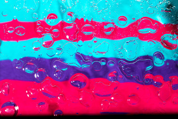 Oil and water droplets