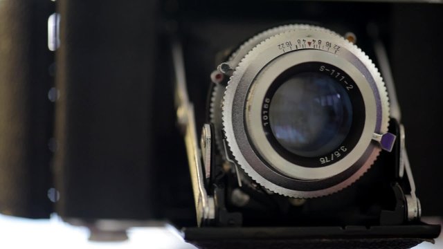 old photo camera shutter which is triggered