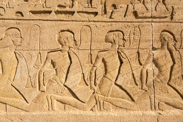 Fototapeta na wymiar Wall carving, the Great Temple of Abu Simbel, Egypt