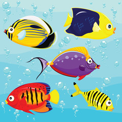 Naklejka premium Sea Fishes Set