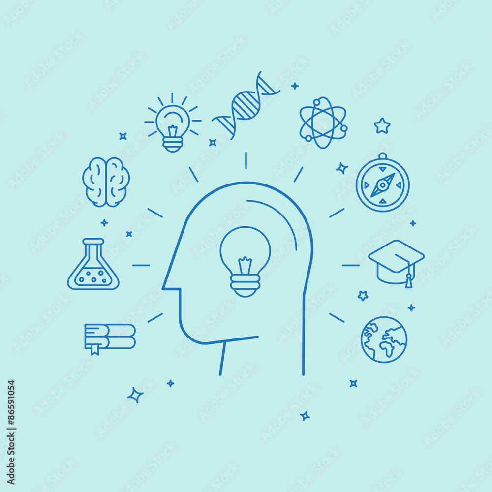 Poster vector learning and education concept in linear style