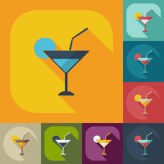 Flat modern design with shadow icons beverage