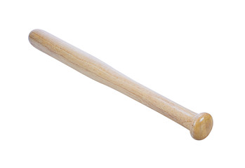 wooden baseball bat isolated on white background with clipping p