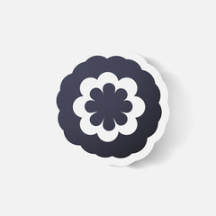 Realistic paper sticker: flowers. camomile