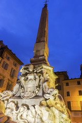 Fototapeta na wymiar Fountain in the Pantheon's Piazza della Rotonda in Rome, Italy