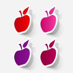 Paper clipped sticker: apple fruit