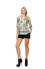 Young beautiful woman isolated on white