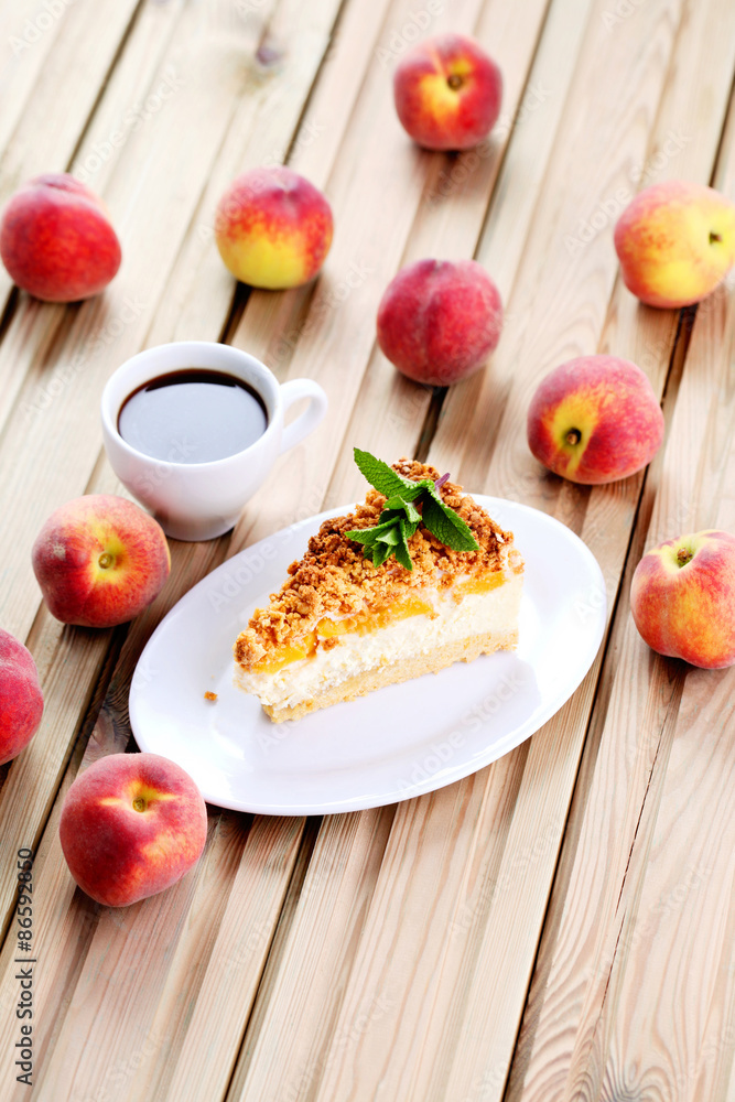 Sticker peaches cheesecake