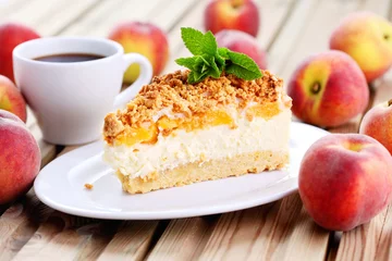 Foto op Plexiglas peaches cheesecake © matka_Wariatka