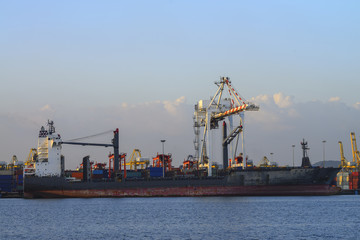 Cargo ship with shipping containers at Thailand