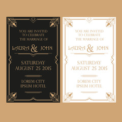  Wedding Invitation Card - Art Deco Vintage Style