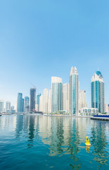 Fototapeta na wymiar Dubai - AUGUST 9, 2014: Dubai Marina district on August 9 in UAE