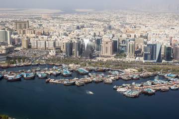 Fototapeta na wymiar ships at Dubai Creek port, Dubai, United Arab Emirates