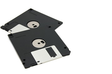 Black floppy disk on white background
