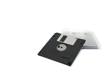 Black floppy disk on white background