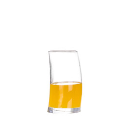 Orange juice in highball glass. Isolated on white background