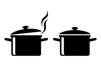 Black cooker icons on white background