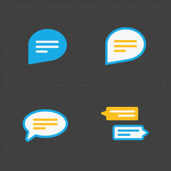 Colorful Speech bubble icons on black background. Vector illustr