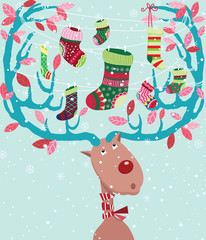 Cute Christmas Reindeer with Stocking