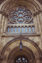 Obraz premium Gothic window on the facade of the cathedral of Olga and Elizabe