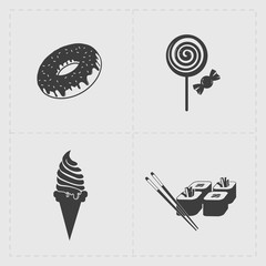 Fast Food Black Icon set on White