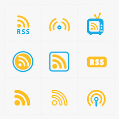 RSS sign icons. RSS feed symbols on White Background.