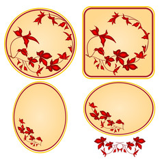 Decorative frames with red floral pattern vector