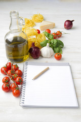 Pasta with blank recipe book