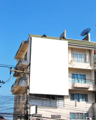 Blank billboard on the building.