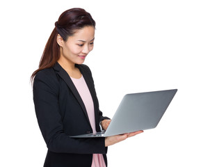 Woman use of the laptop computer