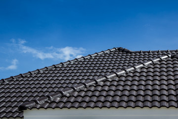 tile roof with blue sky