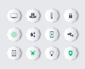 Smart house modern octagon icons, vector illustration, eps10, easy to edit