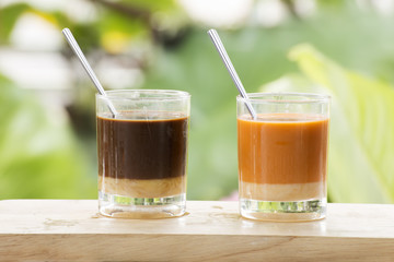 Glass of Thai Tea and Coffee