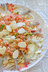 raw shrimp in spicy fish sauce