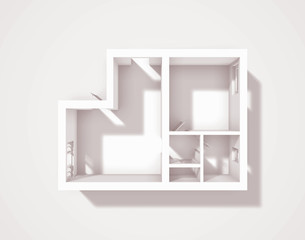 3d rendering of empty roofless apartment