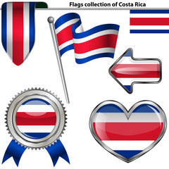 Glossy icons with flag of Costa Rica