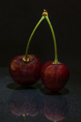 Cherry in the dark studio shot