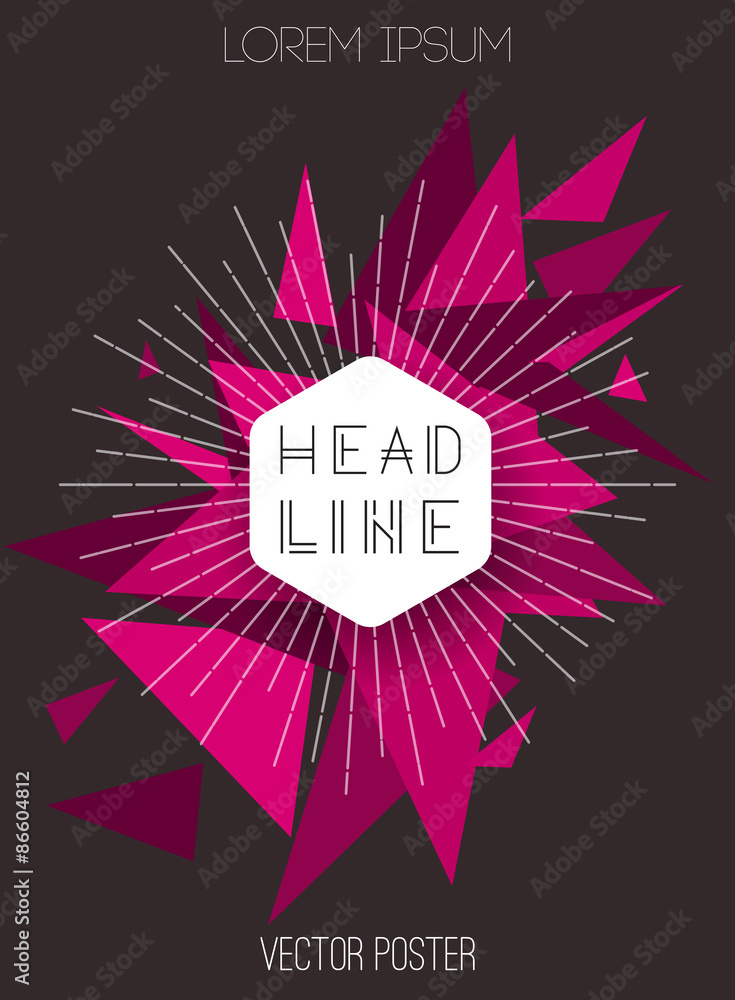 Poster Vector background with triangles. Retro style design for poster